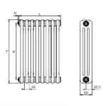 Стальной трубчатый радиатор отопления rifar tubog tub 3180 6 секций титан боковое подключение tub 3180-06-ti